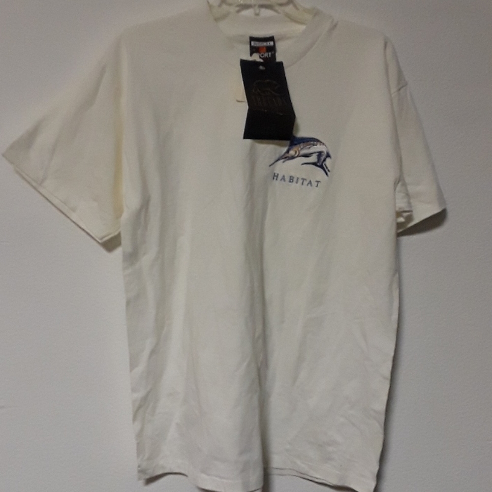 *C8 - MNS -  NEW HABITAT EMBROIDERED MARLIN FISH SZ. LARGE SHIRT W/ TAGS